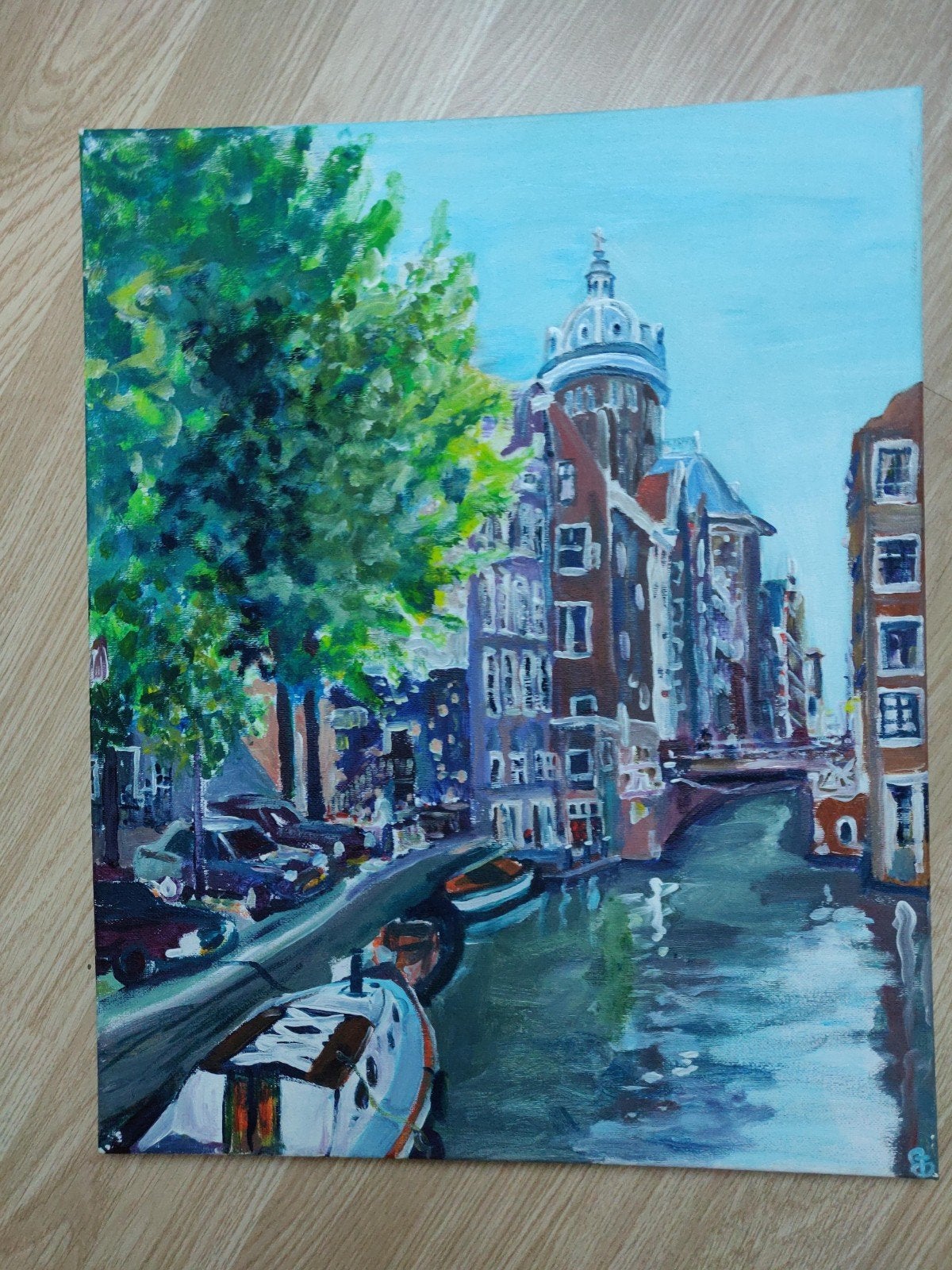 schilderij van Amsterdamse gracht, Antiek en Kunst, Ophalen of Verzenden