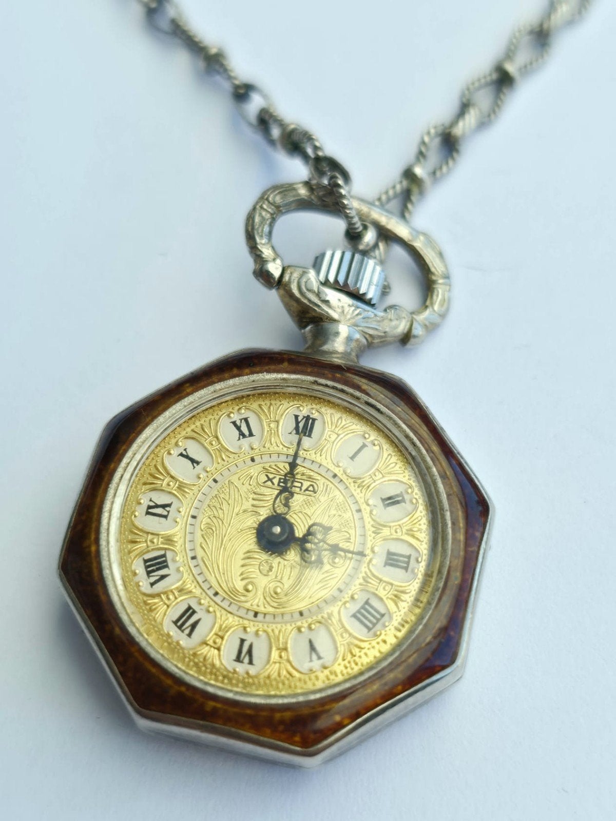 Zilveren Dames Hang Horloge Met Emaille Xera, Verzenden, ., Zo goed als nieuw, .