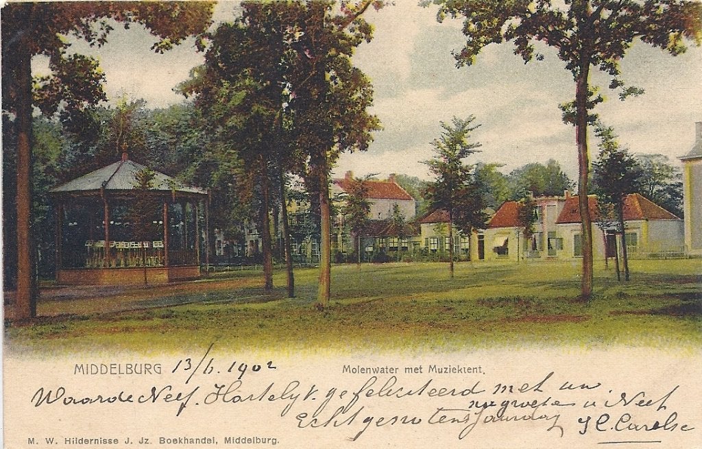 Middelburg Molenwater met Muziektent 1902, Verzenden, Voor 1920, Ongelopen, Zeeland
