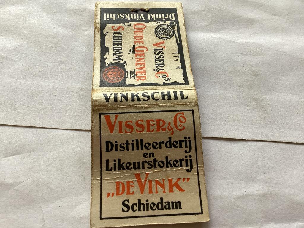 Vintage luciferdoosje Visser & Co. Schiedam, Ophalen of Verzenden, Gebruikt, Luciferdoosjes of -merken