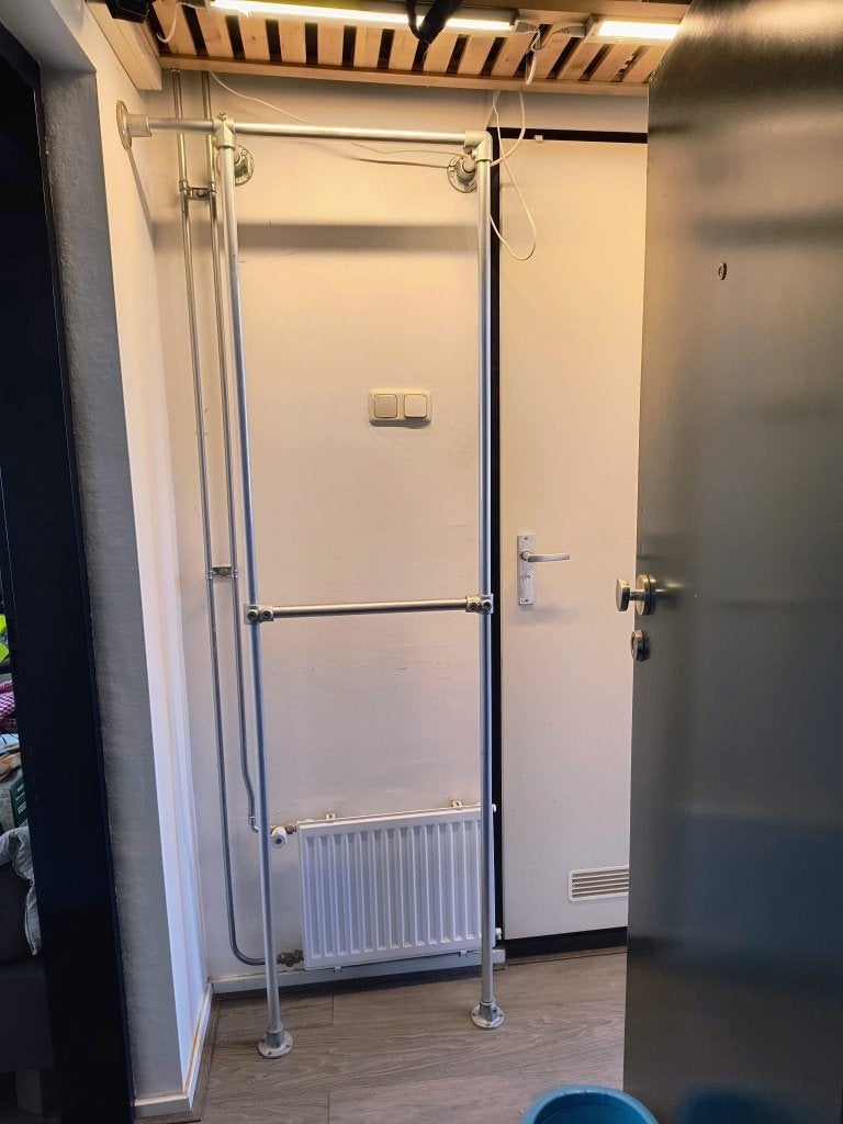 Dubbele kapstok/kledingrek van steigerbuizen/-materiaal, Ophalen, 200 cm of meer, Zo goed als nieuw, Metaal