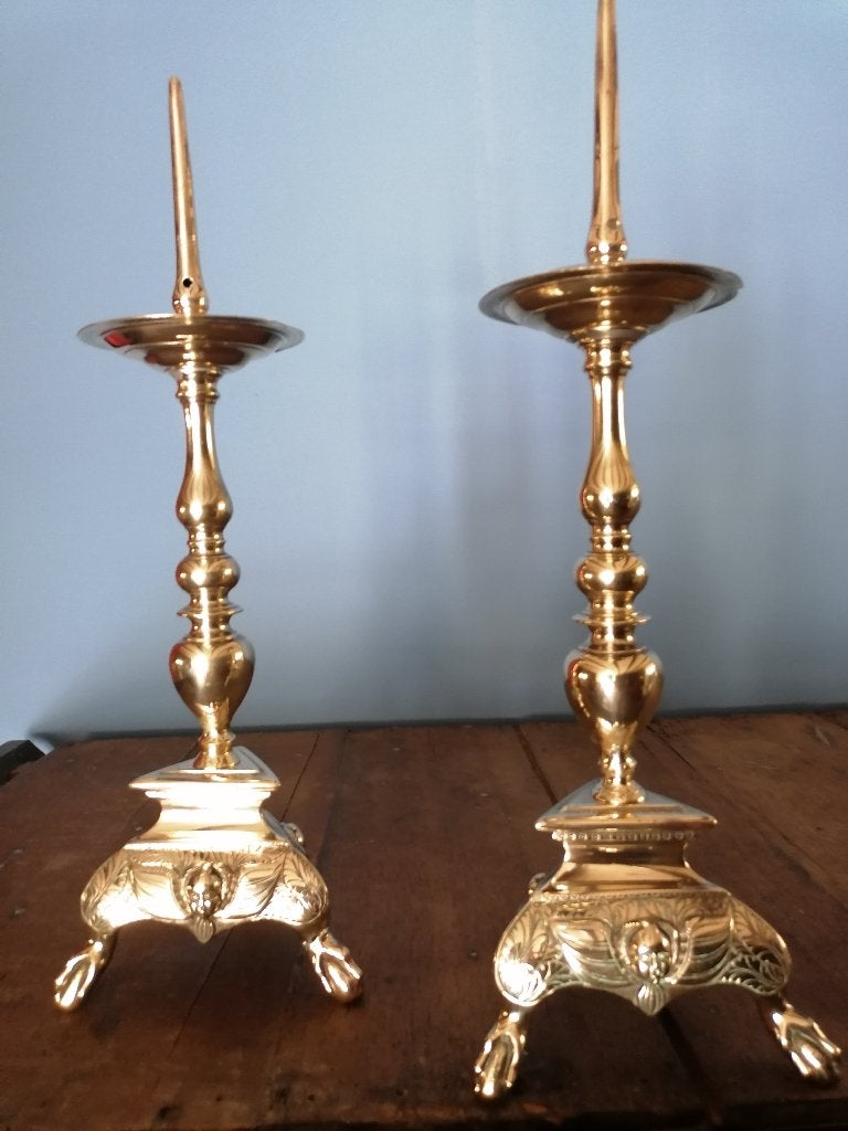 antieke penkandelaars 1600 en 17e eeuw brons, Ophalen, Koper of Brons