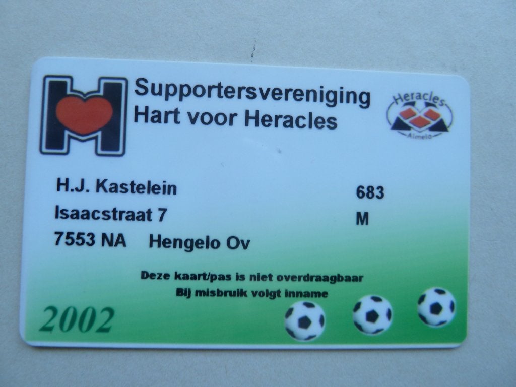 Supportersvereniging Hart voor Heracles Pas. 2002, Verzamelen, Ophalen of Verzenden, Zo goed als nieuw, Overige binnenlandse clubs