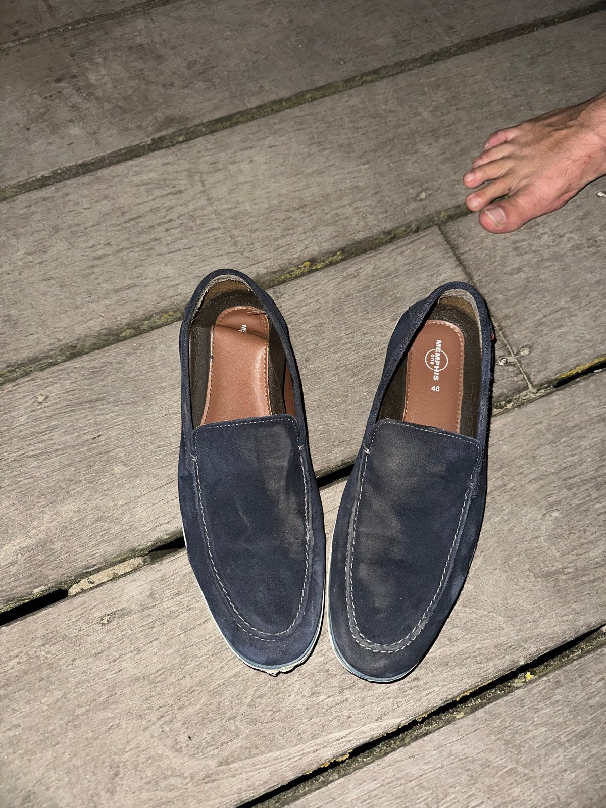 Memphis One Loafers - Donkerblauw Suède - Maat 46, Ophalen of Verzenden, Zo goed als nieuw, Blauw, Loafers