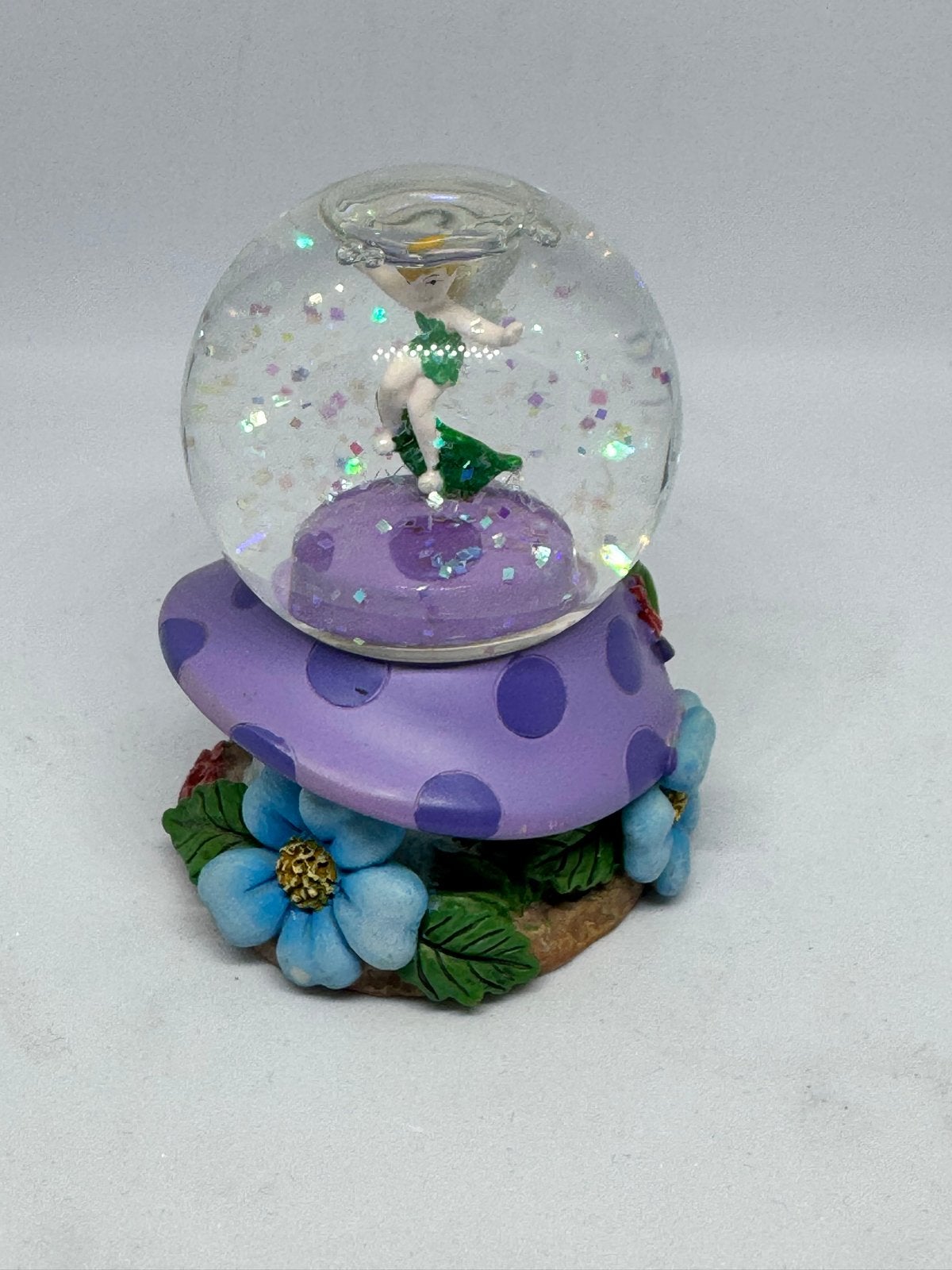 Tinkerbell Glitterbol met paarse paddenstoel, Ophalen of Verzenden, Gebruikt