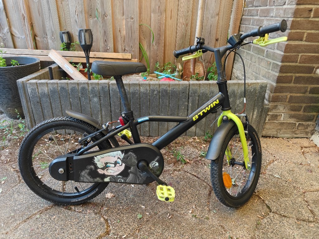 B'TWIN 16 inch kinderfiets - DARK HERO, Ophalen, B'TWIN, Velgrem, 16 tot 20 inch
