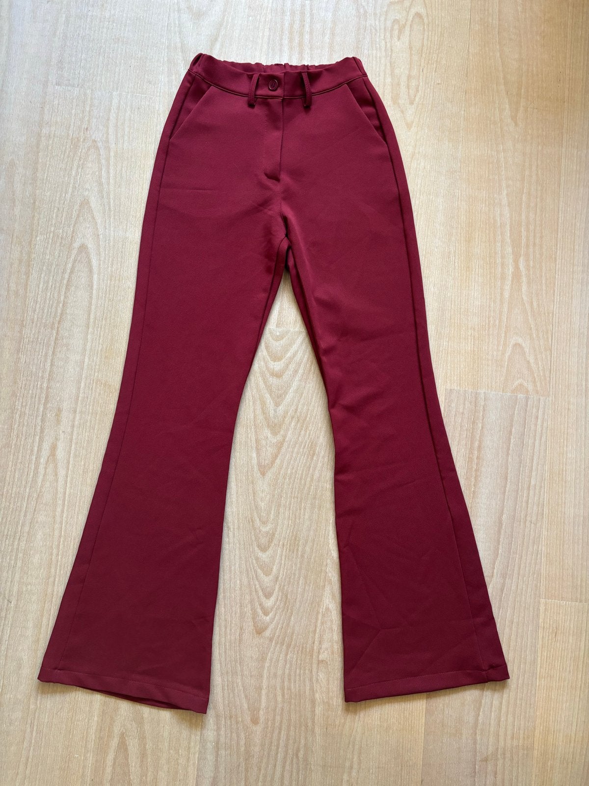 Costes flared broek bordeauxrood mt. XS, Ophalen of Verzenden, Zo goed als nieuw, Maat 34 (XS) of kleiner, Lang