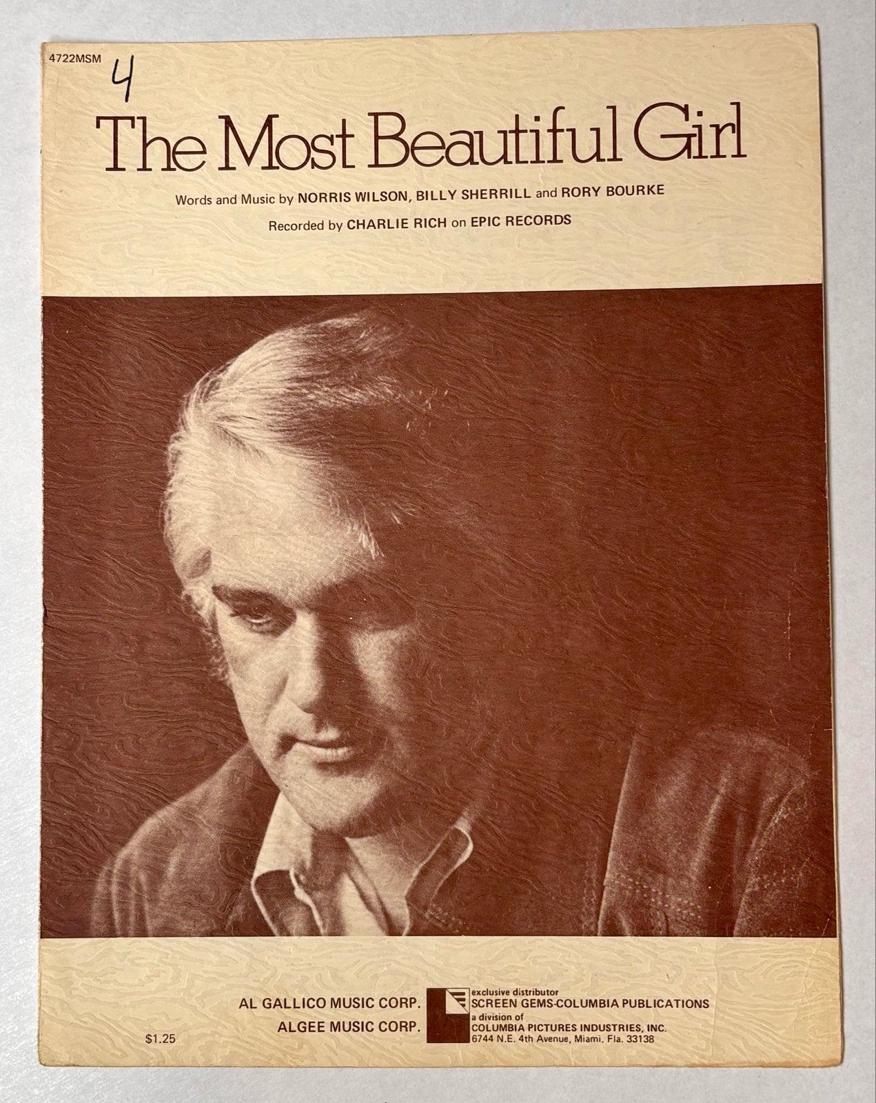 Bladmuziek: The Most Beautiful Girl - Charlie Rich, Muziek en Instrumenten, Gebruikt, Ophalen of Verzenden, Artiest of Componist