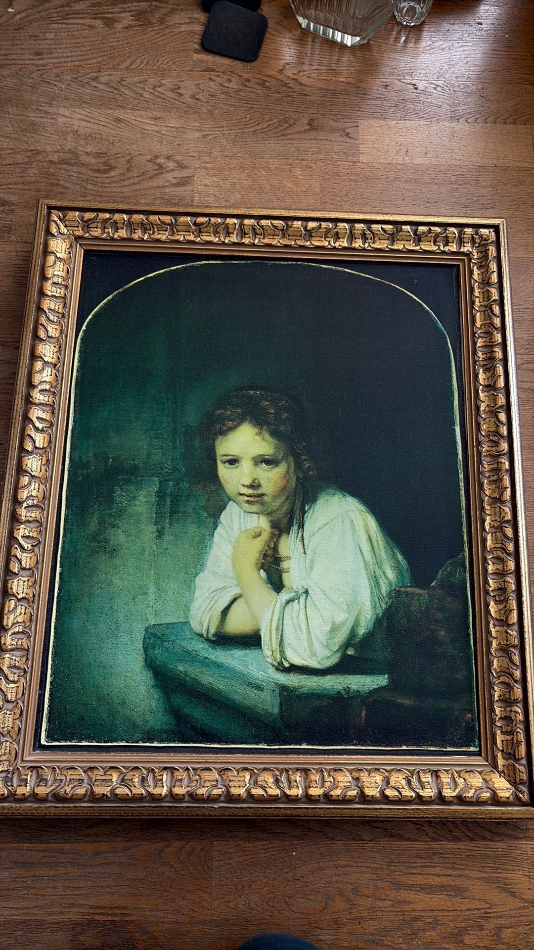 Replica op linnen: Meisje aan het venster van Rembrandt, Ophalen of Verzenden