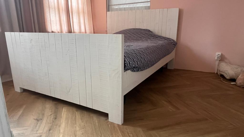 2persoons bed, Ophalen, Steigerhout, Tweepersoons, 140 cm