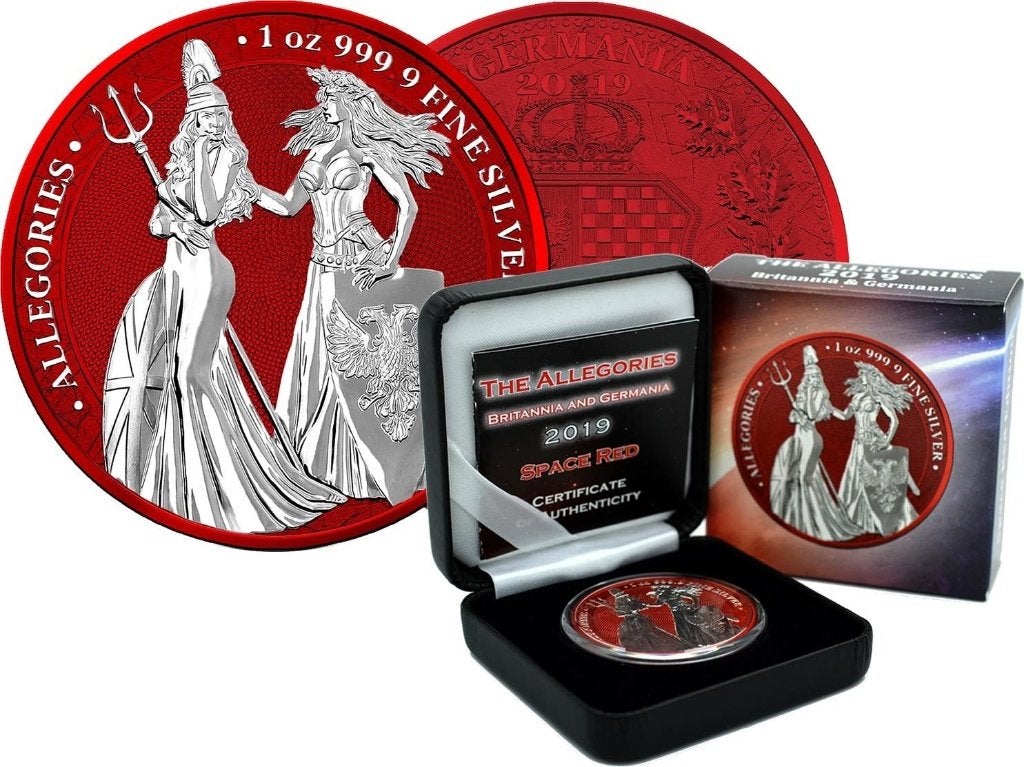 Germania Mint 5 Mark Space Red 1 oz Silber BU 2019, Ophalen of Verzenden, Duitsland, Losse munt, Zilver