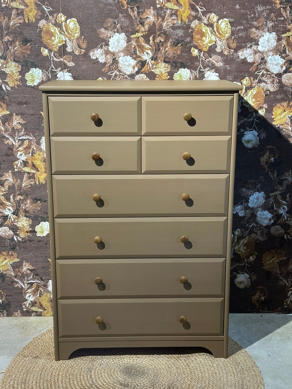Brocante ladekast -  8 lades - landelijk - bruin, Ophalen, 50 tot 100 cm, Zo goed als nieuw, Minder dan 100 cm