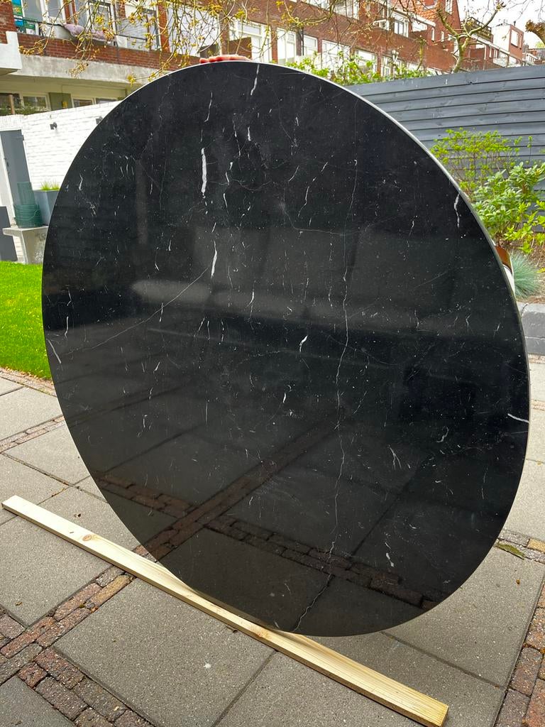 Rond Nero Marquina Marmeren Tafelblad - 130cm, Huis en Inrichting, Tafels | Eettafels, Ophalen, Overige materialen, 100 tot 150 cm