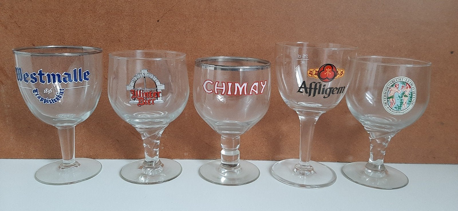 Bierglazen - Westmalle, Chimay, Affligem, La Trappe, Verzamelen, Biermerken, Ophalen of Verzenden, Gebruikt, Glas of Glazen, La Trappe