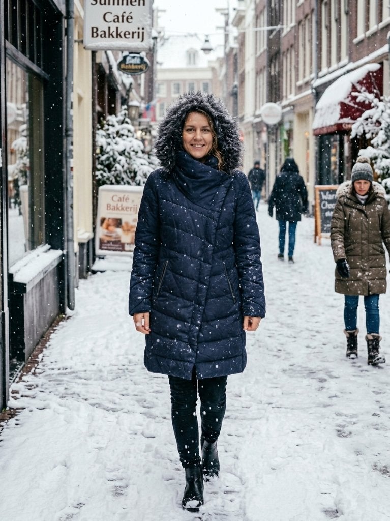 Aparte donkerblauwe winterjas 46, Promiss, Blauw, Maat 46/48 (XL) of groter, Nieuw