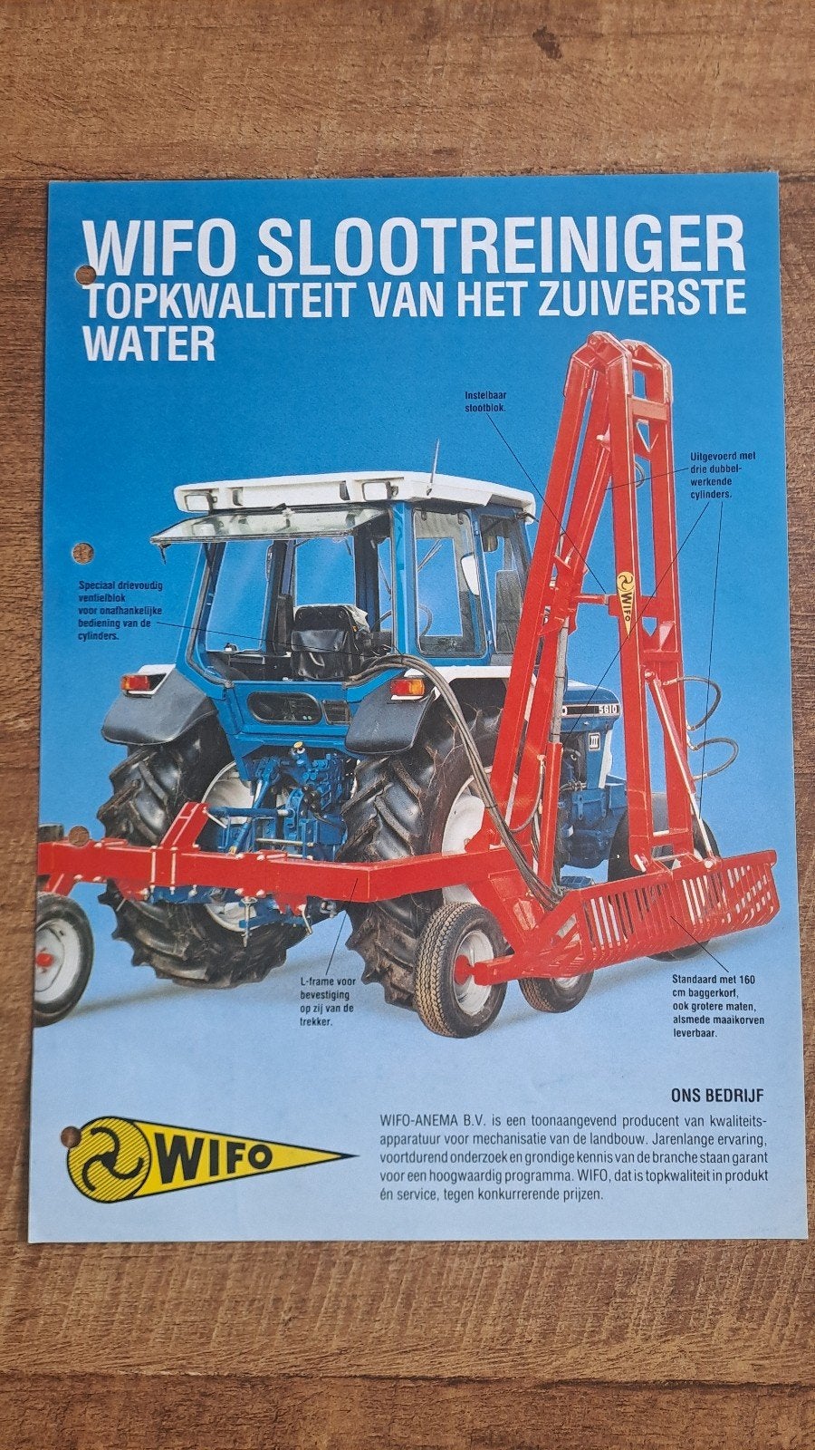 Folder WIFO slootreiniger voor tractor, trekker, Boeken, Catalogussen en Folders, Ophalen of Verzenden, Zo goed als nieuw, Folder