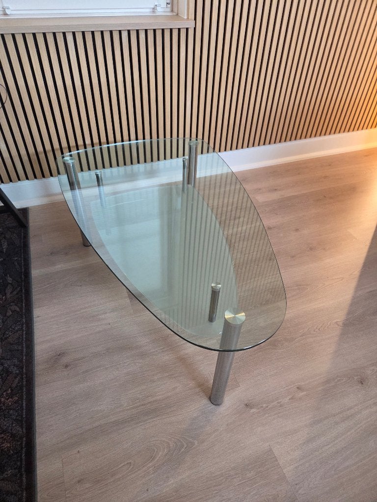 Glazen salontafel, Ophalen, 100 tot 150 cm, 50 tot 100 cm, Zo goed als nieuw