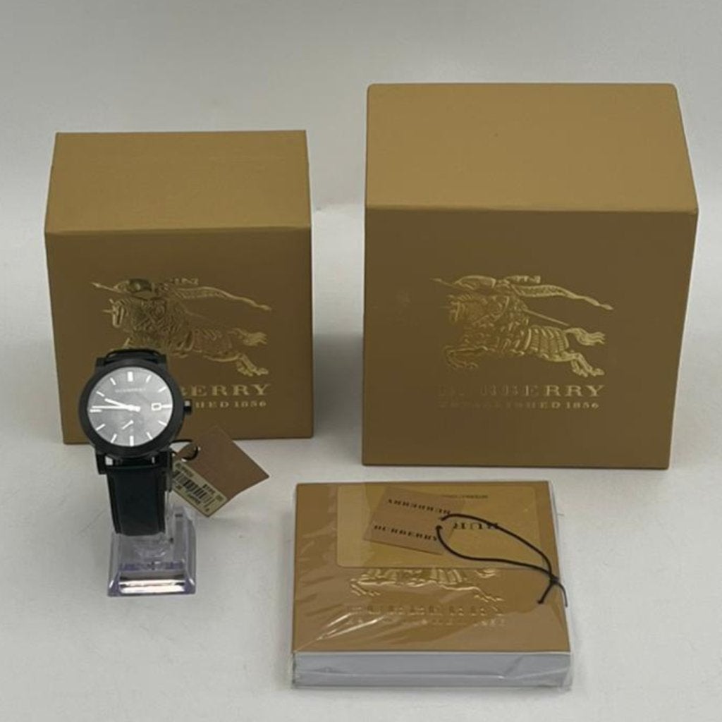 Burberry BU9906 horloge City Zwart Leren Band - Nieuw, Burberry, Nieuw, https://www.burberry.com/contact-us/, Horseferry House, Horseferry Road, London SW1P 2AW, Verenigd Koninkrijk