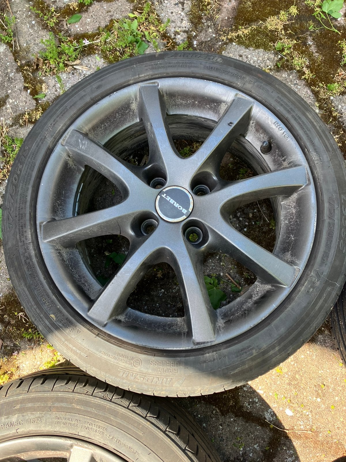 Set van 4 lichtmetalen velgen+zomerband 175/50 R15 profiel 5, Auto diversen, Ophalen, Gebruikt