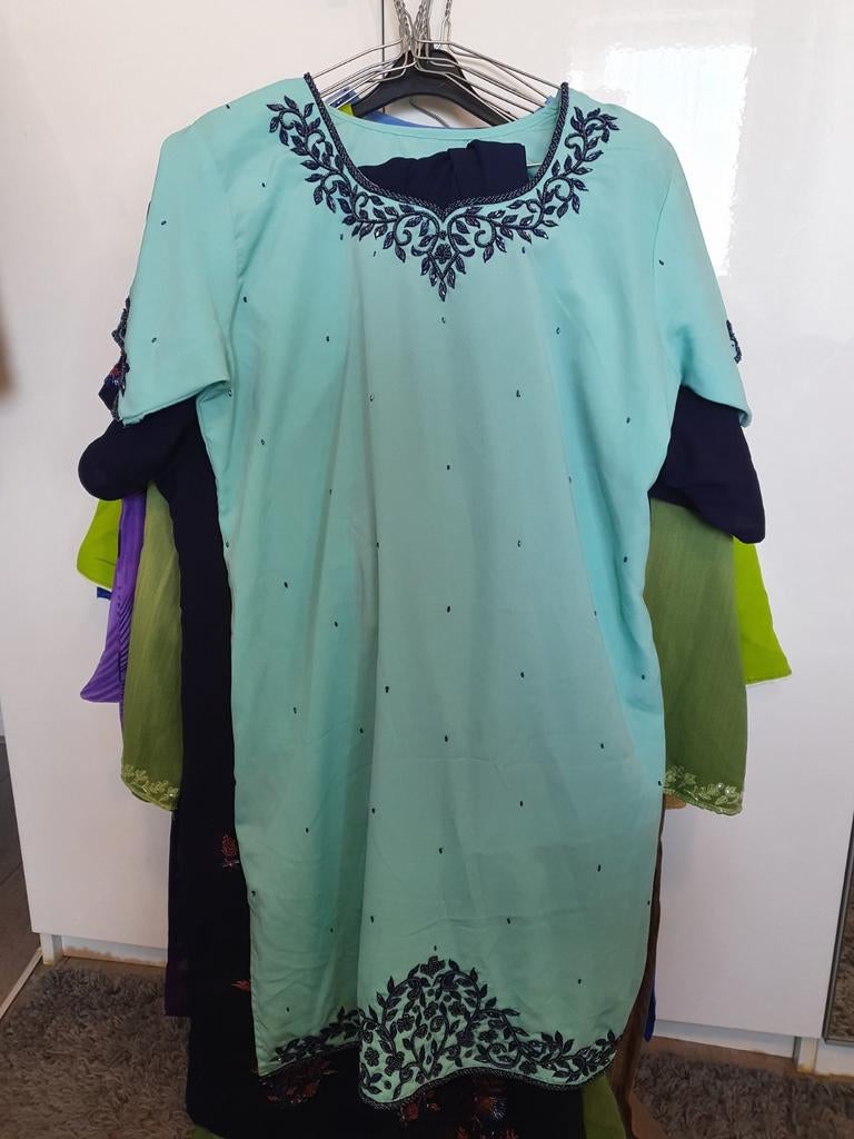 Indiaase Pakistaanse jurk met broek, Kleding | Dames, Blauw, Ophalen of Verzenden, Zo goed als nieuw, Maat 36 (S)