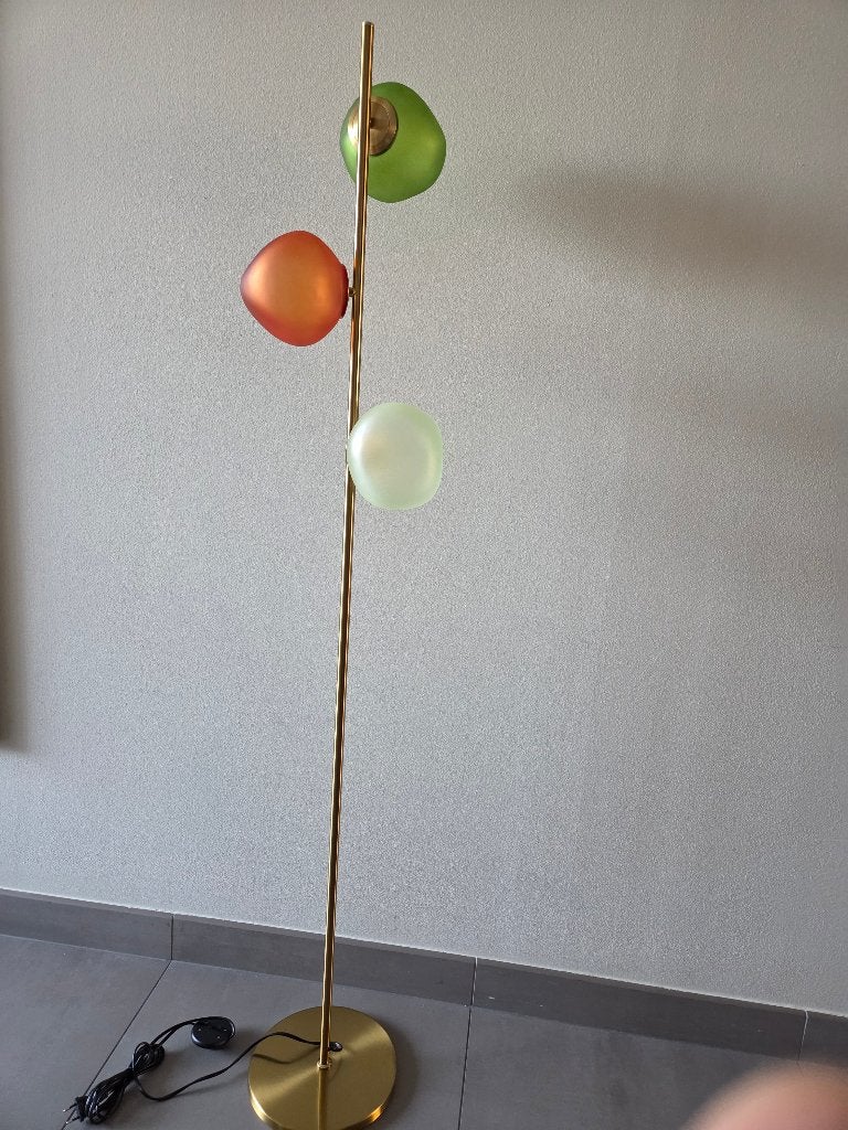 Moderne vloerlamp met gekleurde glazen bollen, Ophalen of Verzenden, Zo goed als nieuw, Glas, Modern, Design, Speels