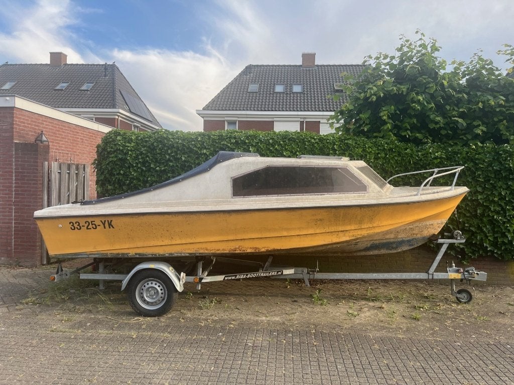 Riba boottrailer kantelbaar+Shetland kajuitboot (opknapper), Ophalen, Minder dan 1500 kg, Gebruikt, Sloepentrailer