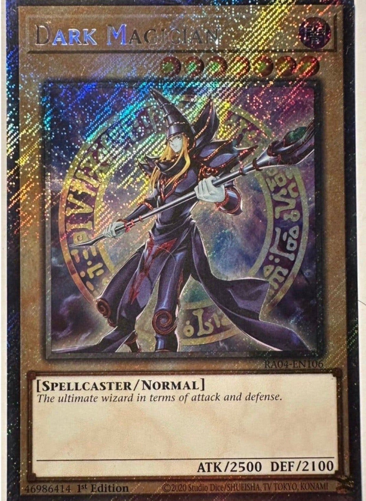 Yu-Gi-Oh! Alternative Dark Magician RA04 1st Edition !, Ophalen of Verzenden, Zo goed als nieuw, Losse kaart, Foil