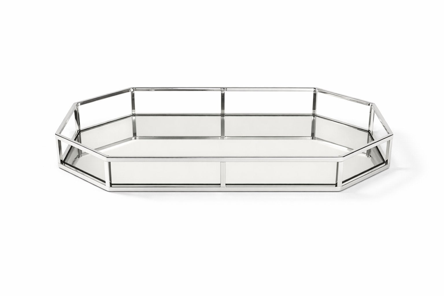 Luxe zilverkleurig dienblad met spiegelbodem, Ophalen of Verzenden, Nieuw, Overige vormen, Metaal