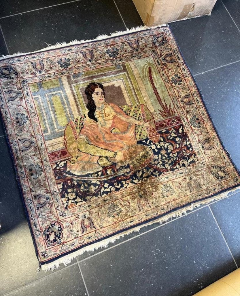Kleed antiek tapijt carpet karpet kleeden, Gebruikt, 50 tot 100 cm, Vierkant, 50 tot 100 cm