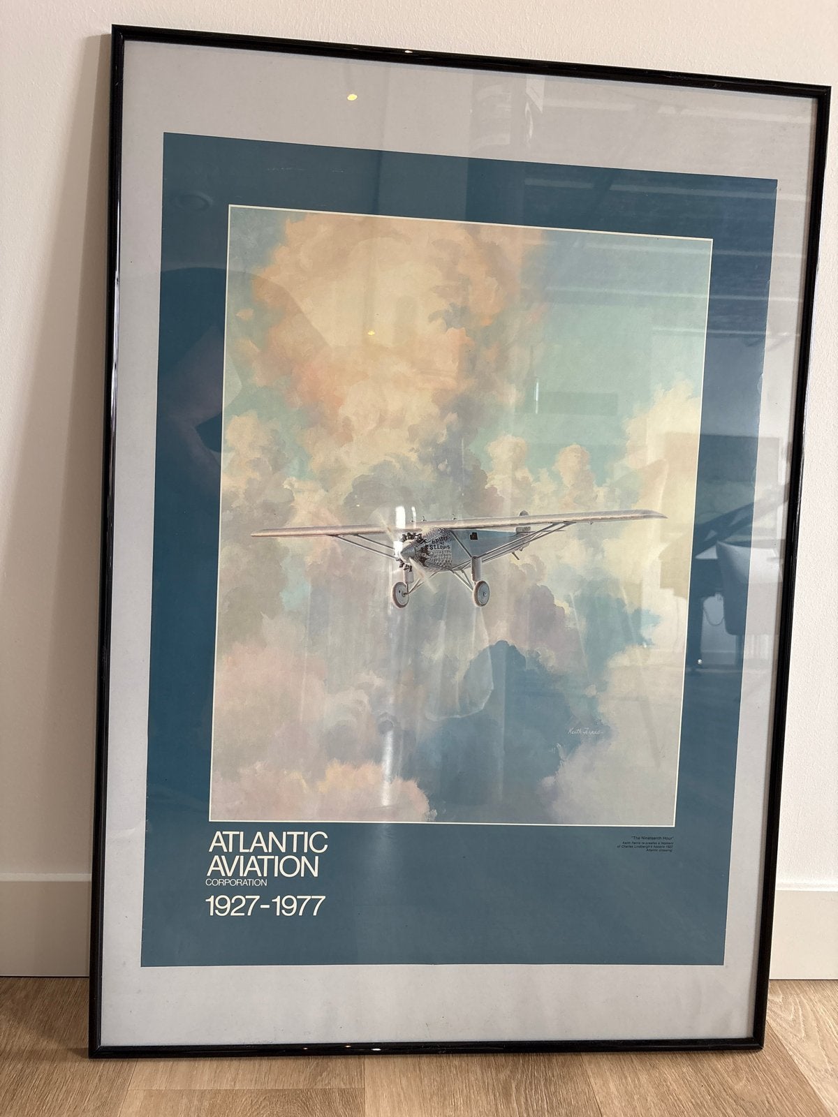 Vintage Atlantic Aviation Poster - Charles Lindbergh, Ophalen of Verzenden, Gebruikt, Kaart, Foto of Prent