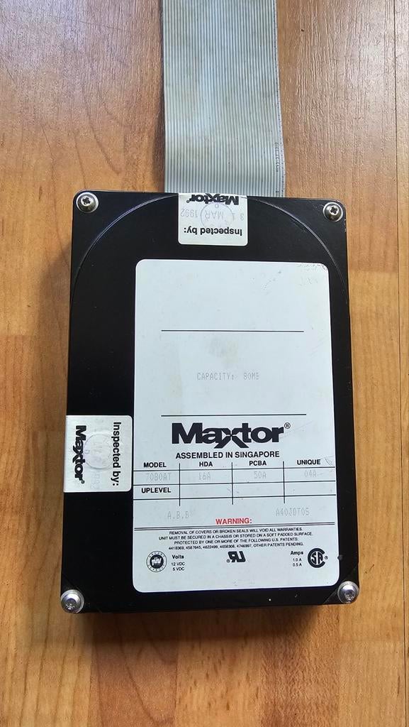 Maxtor 80MB IDE HDD met kabel - Start op, Maxtor, Intern, Gebruikt, HDD