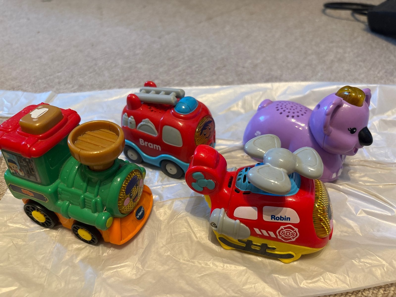 4 Toet Toet Auto's VTech: Trein, Brandweer, Helikopter, Koal, Kinderen en Baby's, Speelgoed | Speelgoedvoertuigen, Ophalen, Gebruikt
