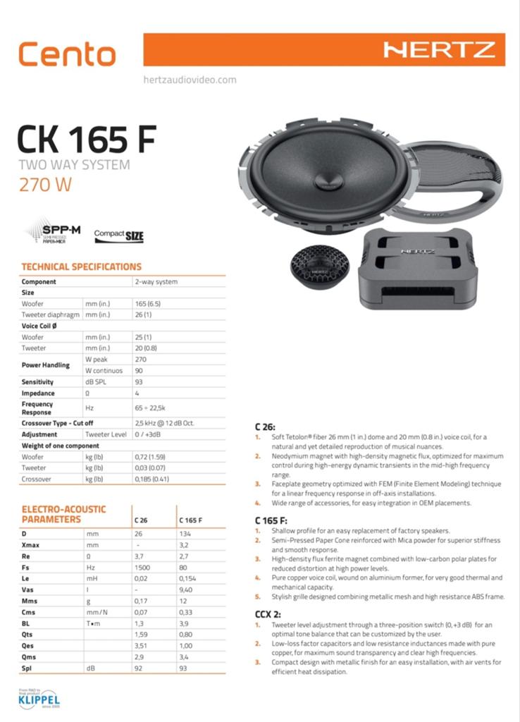 Hertz CK165F compo set nieuw..., Auto diversen, Autospeakers, Nieuw, Ophalen