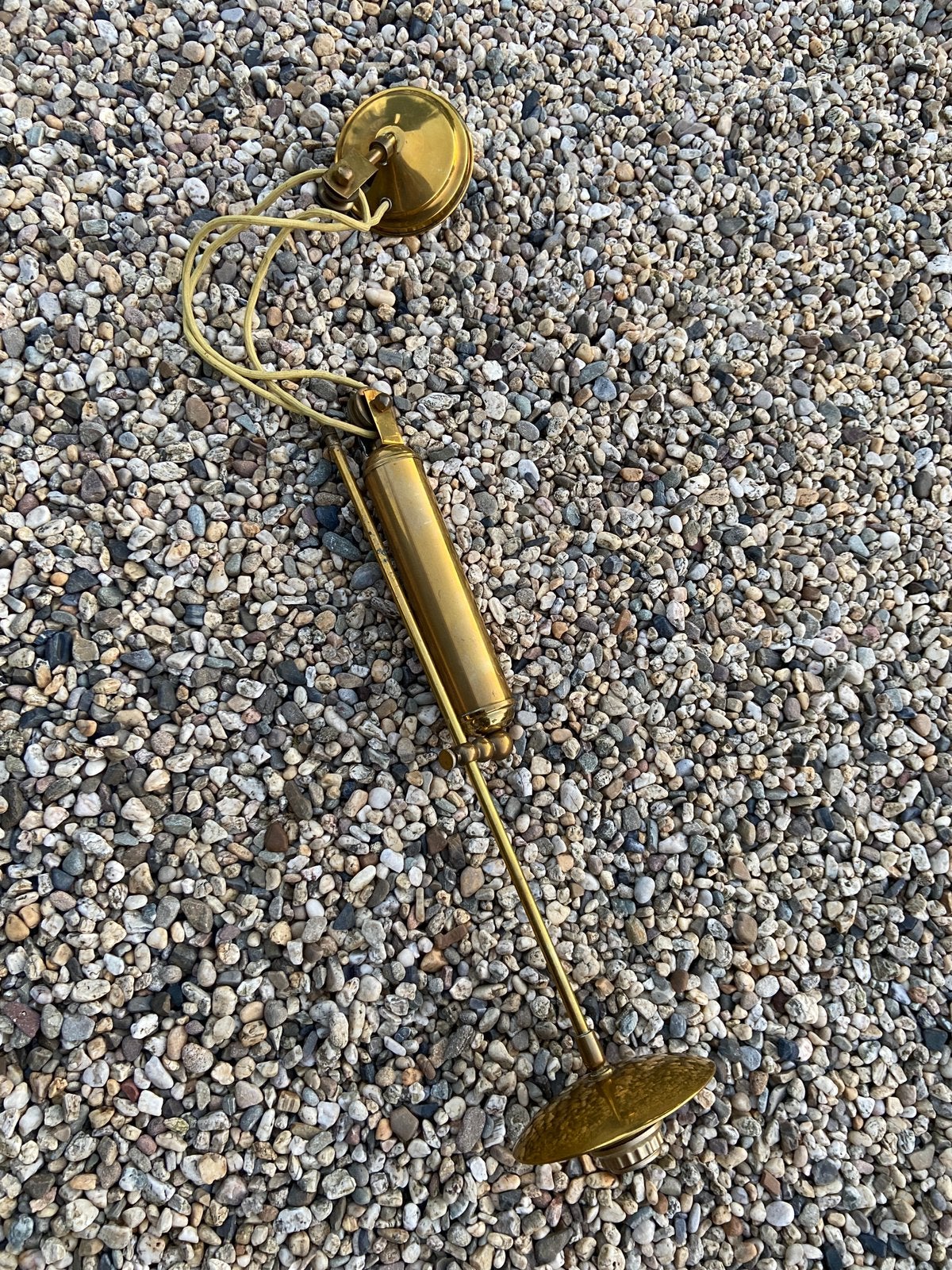 SCHUUROPRUIMING messing geelkoper katrol hanglamp antiek, Ophalen of Verzenden