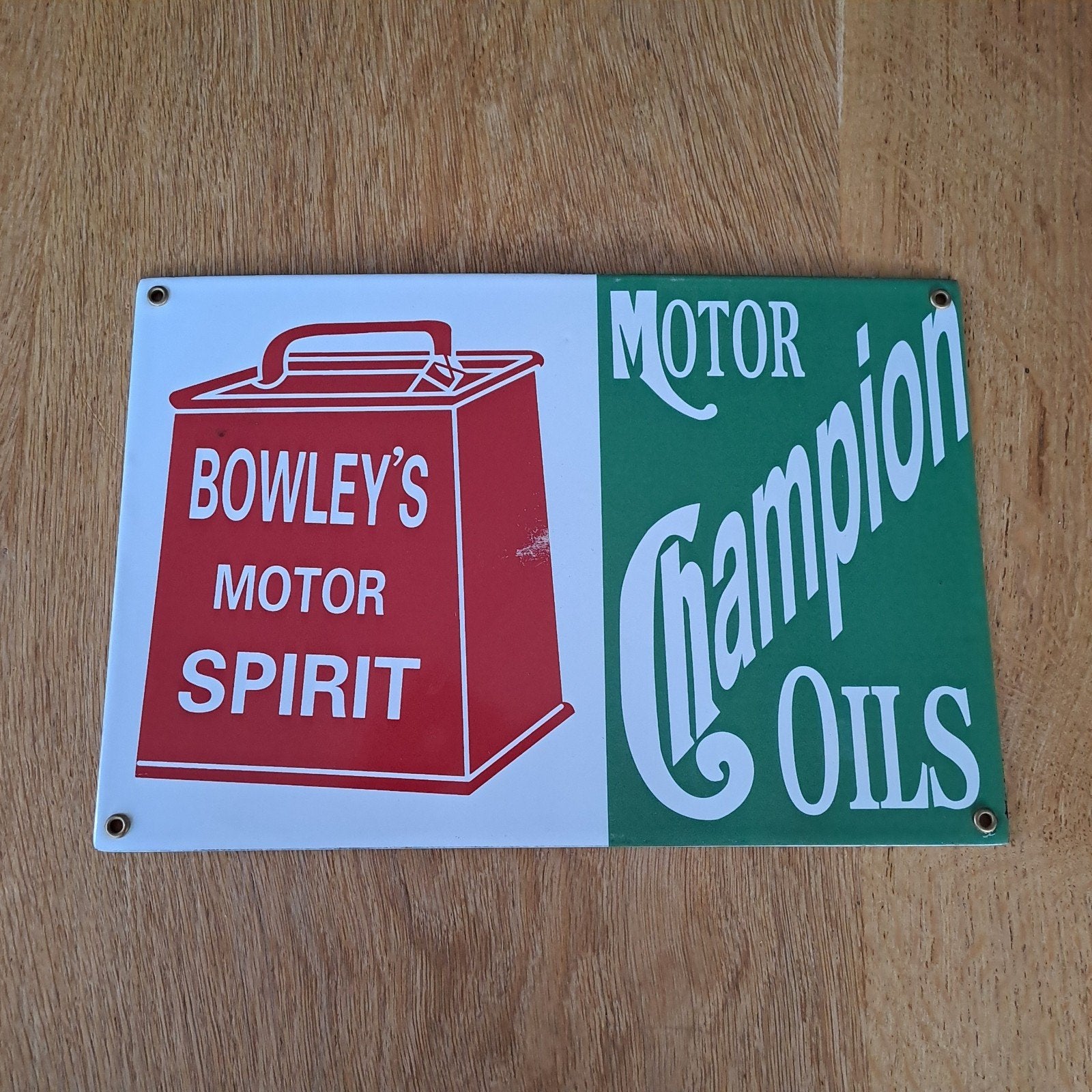 bowley's motor spirit 30x20cm emaille reclamebord, Ophalen of Verzenden, Reclamebord