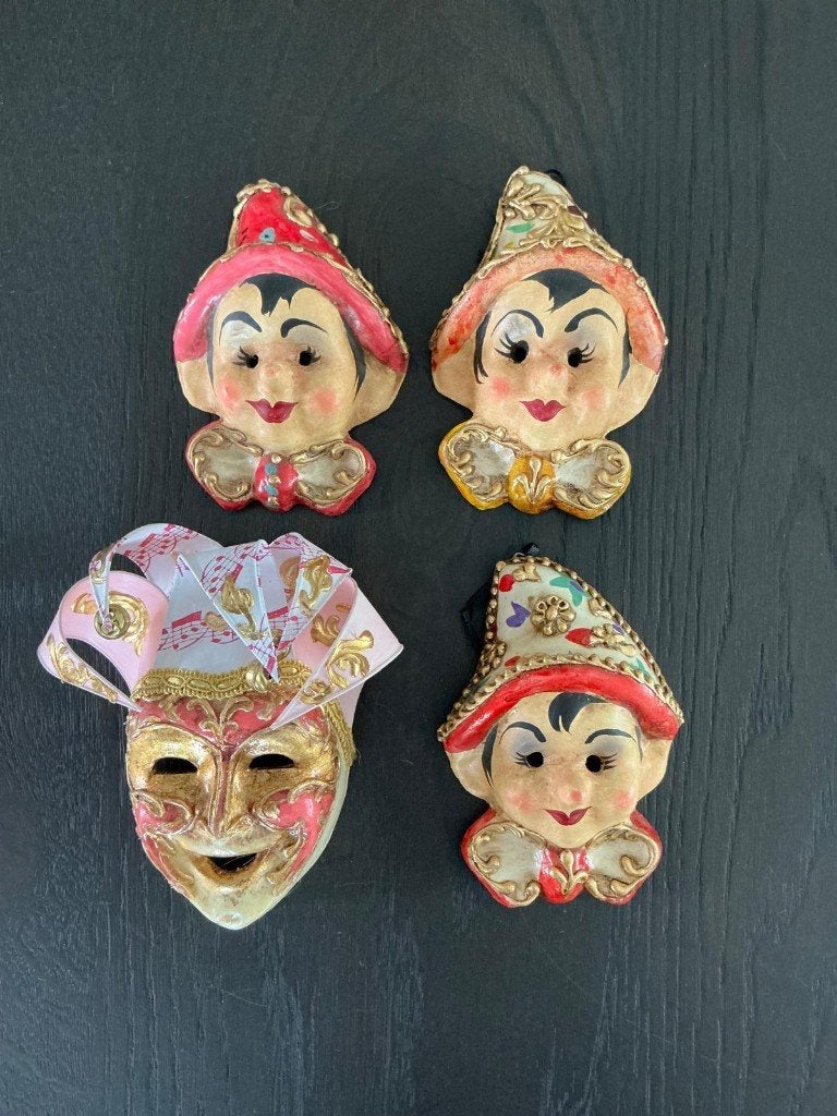 4 stuks venetiaanse maskers incl pinokkio, Handgemaakt, Ophalen of Verzenden, Overige stijlen, Nieuw