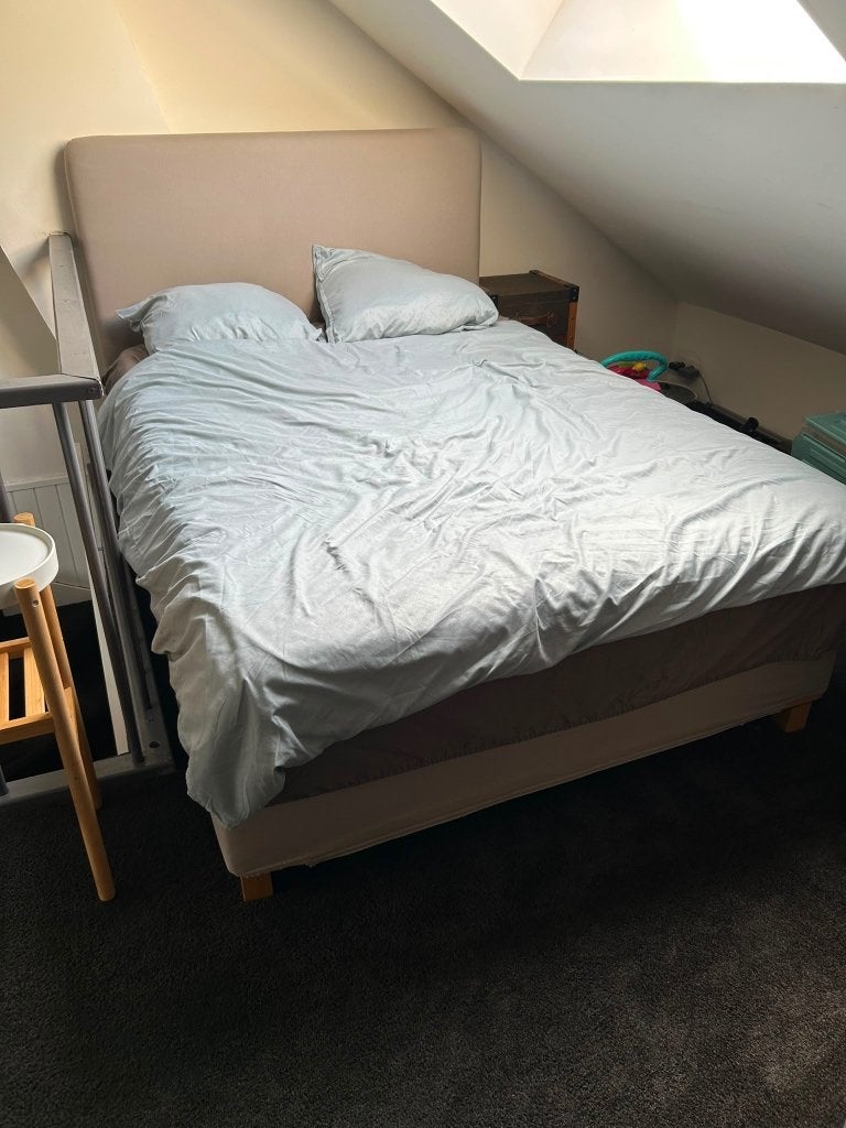 Boxspring compleet IKEA zeer nette staat (logeerbed), Ophalen, 210 cm, Tweepersoons, 140 cm