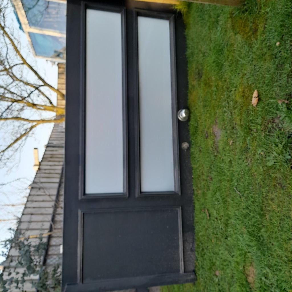 Voordeur hardhout met kozijn, Minder dan 250 cm, Schuur, Ophalen of Verzenden, Minder dan 200 cm