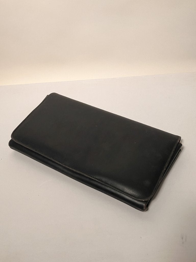 Zwarte Leren Vintage Clutch / Enveloppetas, Sieraden, Tassen en Uiterlijk, Ophalen of Verzenden, Gebruikt, Zwart, Avondtasje