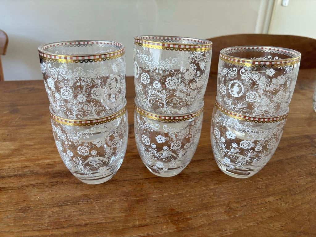 Studio Pip gebloemde waterglazen - Nieuwstaat, Ophalen, Glas of Glazen, Overige stijlen, Glas