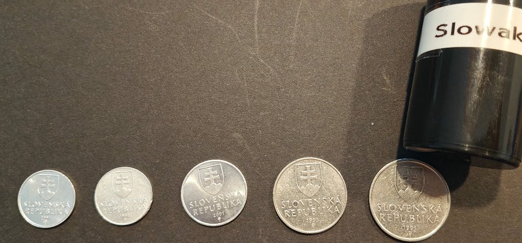 5 munten Slowakije – halierov en koruna – vóór de euro, Ophalen of Verzenden, Overige landen