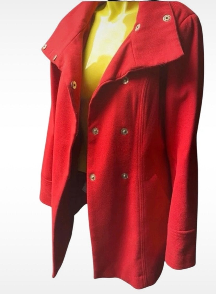 Rode Promod mantel - Maat 42 (valt als M/L), Kleding | Dames, Ophalen of Verzenden, Gedragen, Maat 42/44 (L), Rood