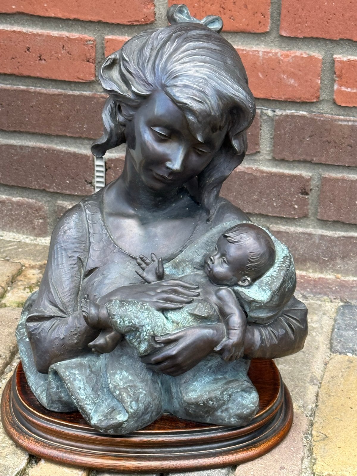 A. Santini Beeld Moeder met Kind - Klassiek Composiet, Ophalen of Verzenden, Beeld, 20 - 50 cm, Gemerkt