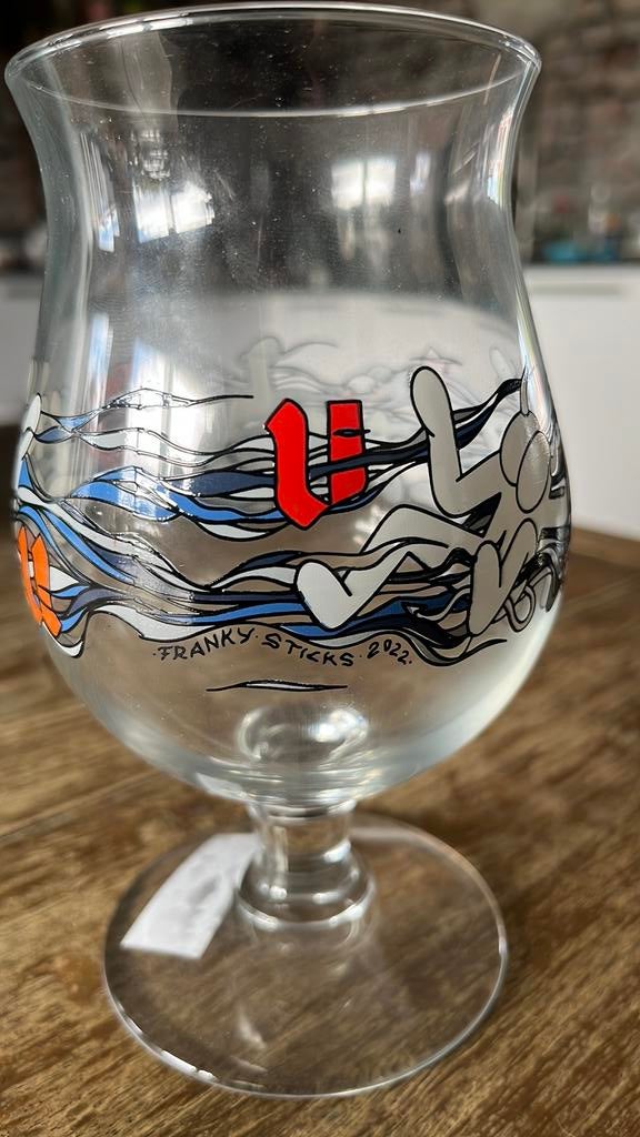 Duvel glas Franky Sticks 2022 in goede staat., Ophalen of Verzenden, Zo goed als nieuw, Glas of Glazen, Duvel