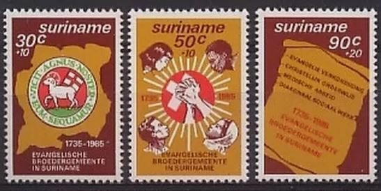 Suriname 1985 250jr Evangelische Broedergemeente pfris, Verzenden, Postfris