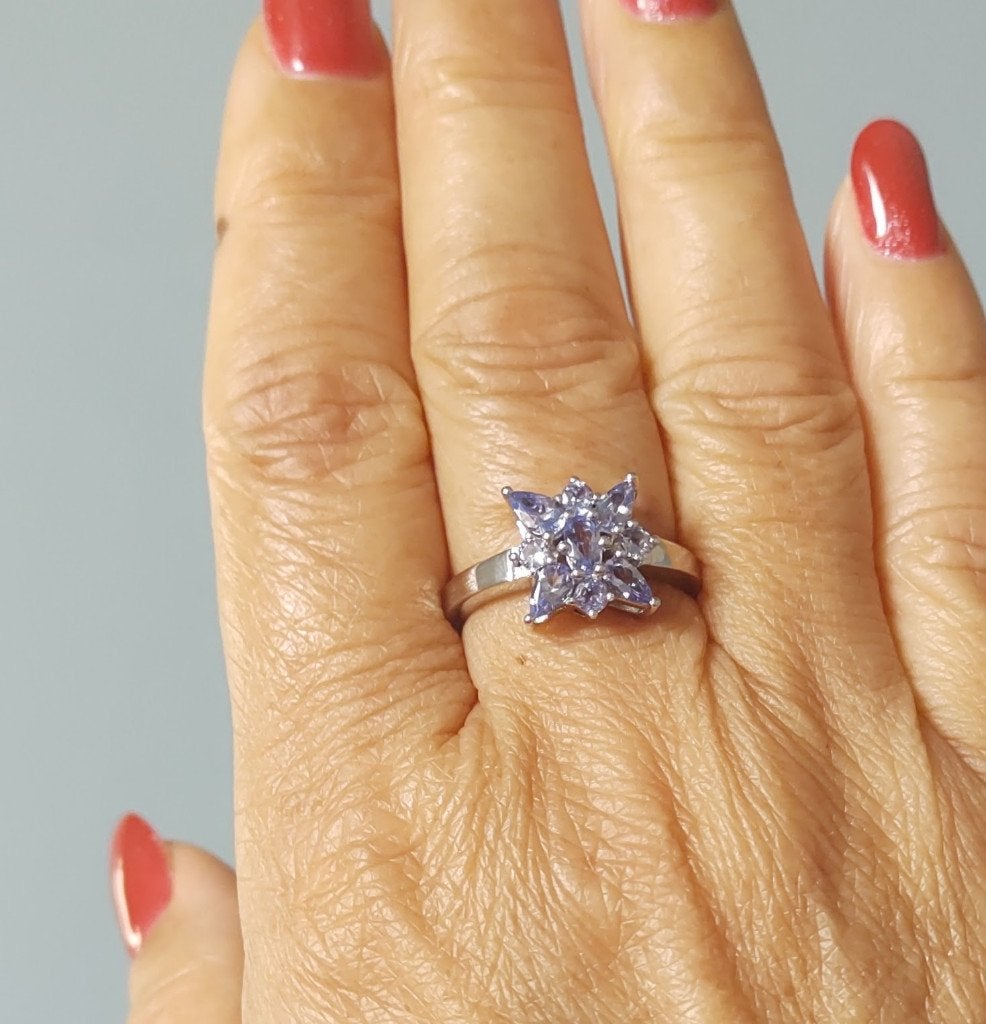 zilveren ring met natuurlijke Tanzaniet steen zilver 925, 18 tot 19, O.T., Blauw, Nieuw