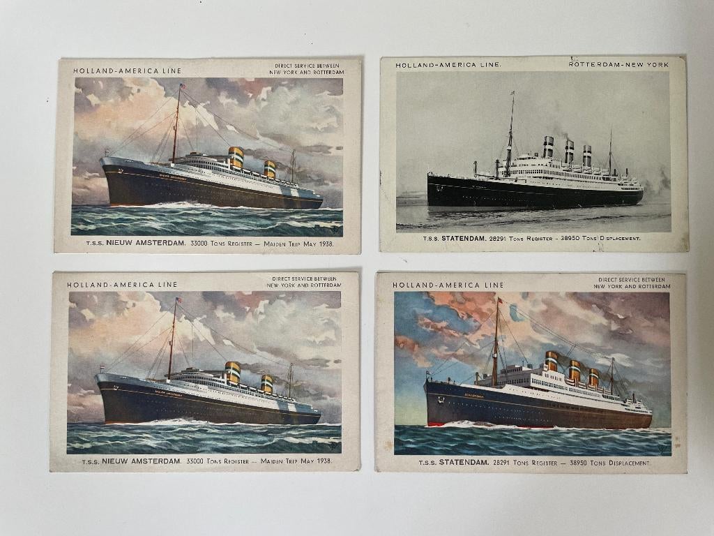 C959 Ansichtkaarten Holland America Line Statendam, Ophalen of Verzenden, 1920 tot 1940, Ongelopen, Voertuig