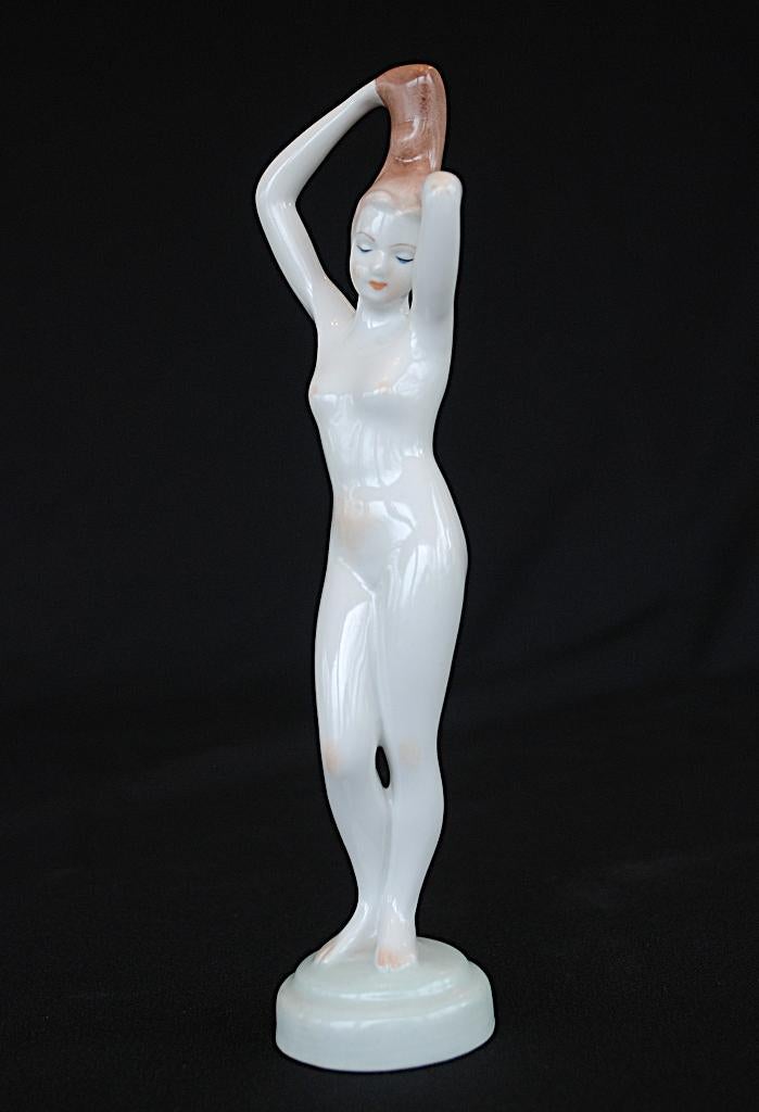 Naakt Vrouw staand 1960 - 1970 Porselein beeld, Antiek en Kunst, Curiosa en Brocante, Ophalen of Verzenden