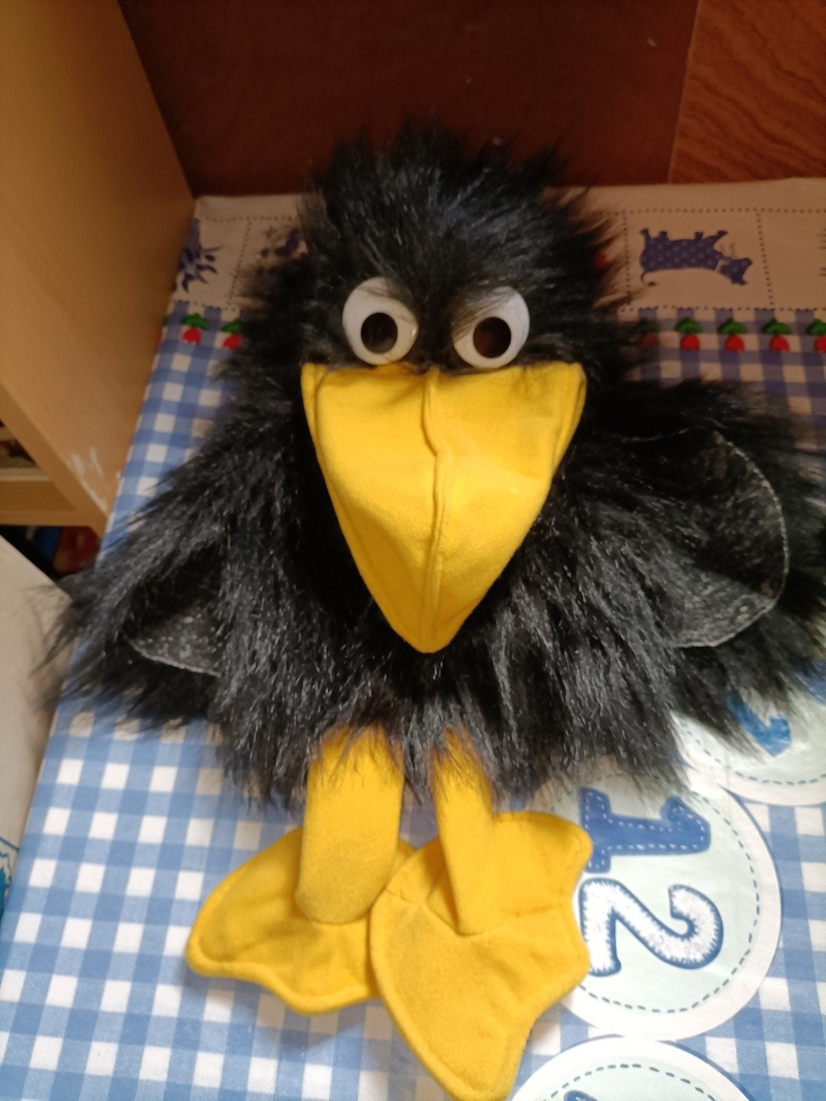 Zwarte kraai handpop vogel L. Dake, Ophalen of Verzenden, Zo goed als nieuw, Overige typen