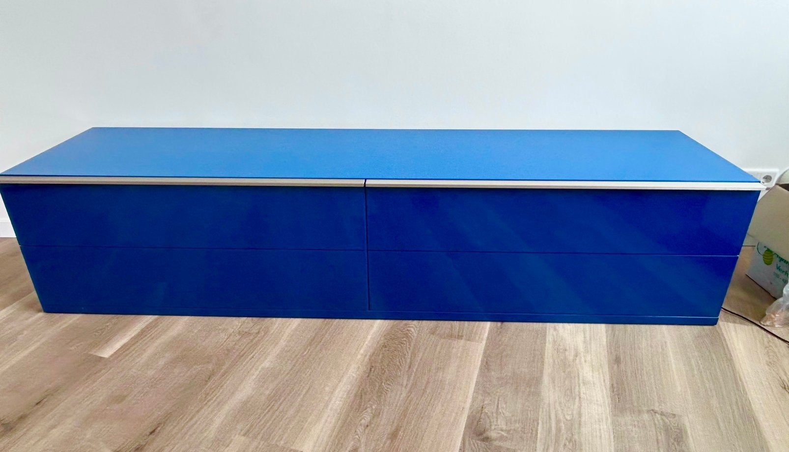 Hoogglans blauw (RAL 5001)Dressoir/TV kast, modern en strak, Gebruikt, Modern en strak, Met lade(s), 200 cm of meer